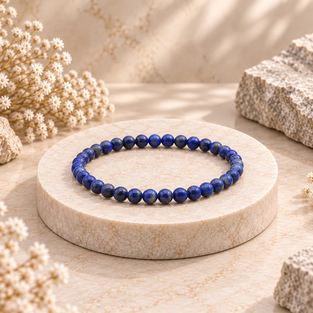 Bracelet à boules en Lapis Lazuli · 4 mm · Afghanistan · Grade AA, vue 1