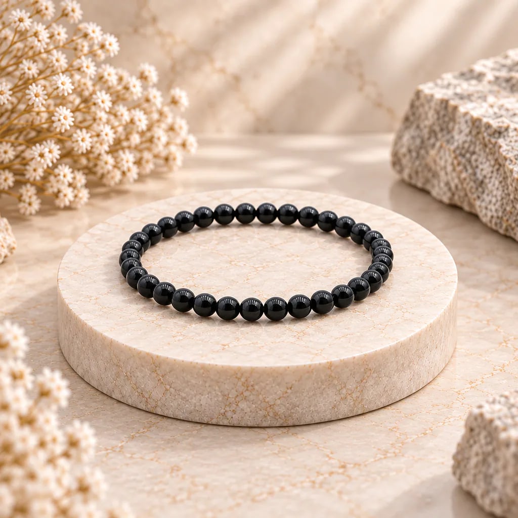 Bracelet à boules en Tourmaline noire · 4 mm · Brésil · Grade A, vue 1