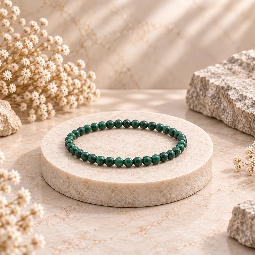 Bracelet à boules en Malachite · 4 mm · Congo-Kinshasa · Grade A, vue 1