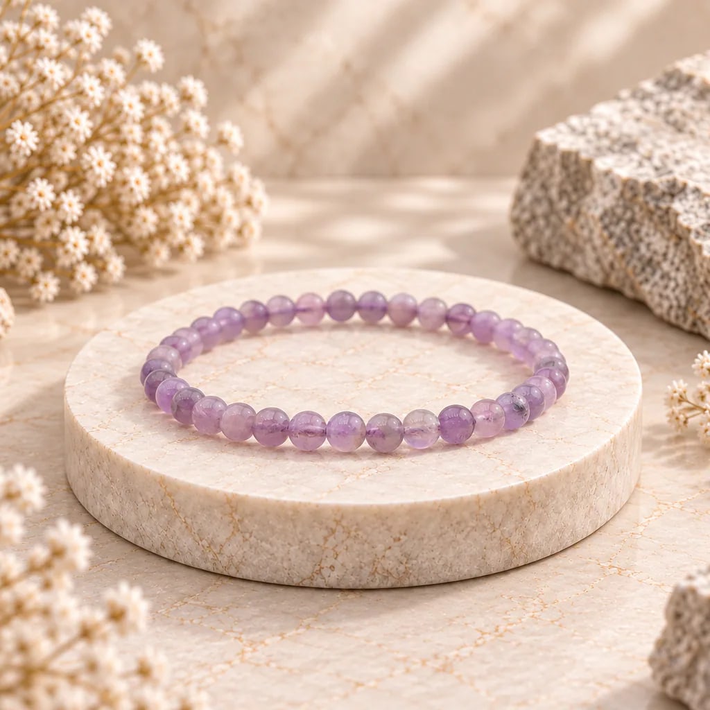 Bracelet à boules en Améthyste · 4 mm · Brésil · Grade A, vue 1