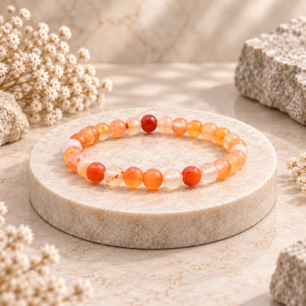 Bracelet à boules en Cornaline · 6 mm · Brésil · Grade A