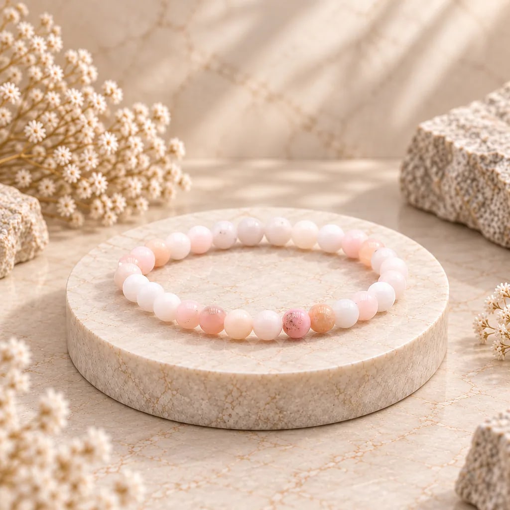 Bracelet à boules en Opale Rose · 6 mm · Pérou · Grade A+, vue 1