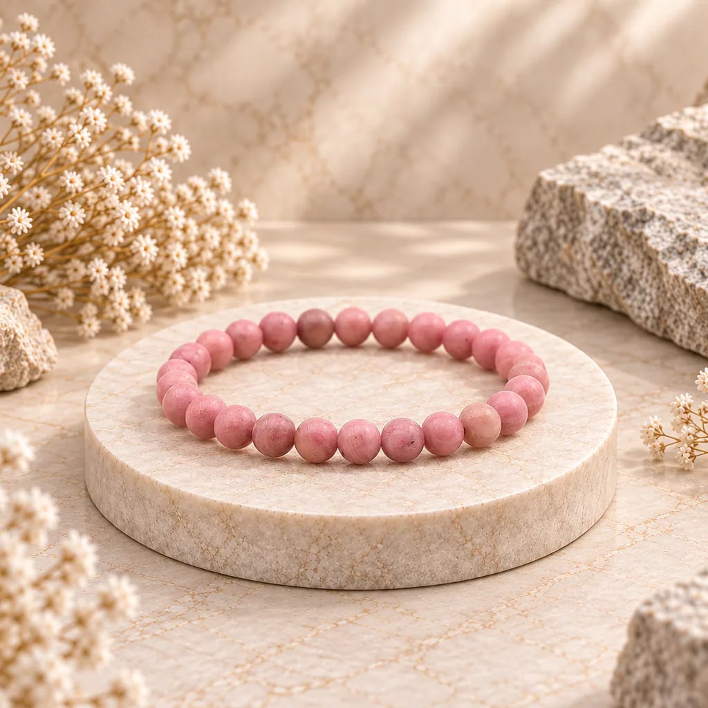 Bracelet à boules en Rhodonite · 6 mm · Australie · Grade AA, vue 1
