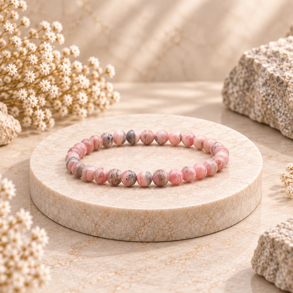 Bracelet à boules en Rhodochrosite · 6 mm · Argentine · Grade A, vue 1