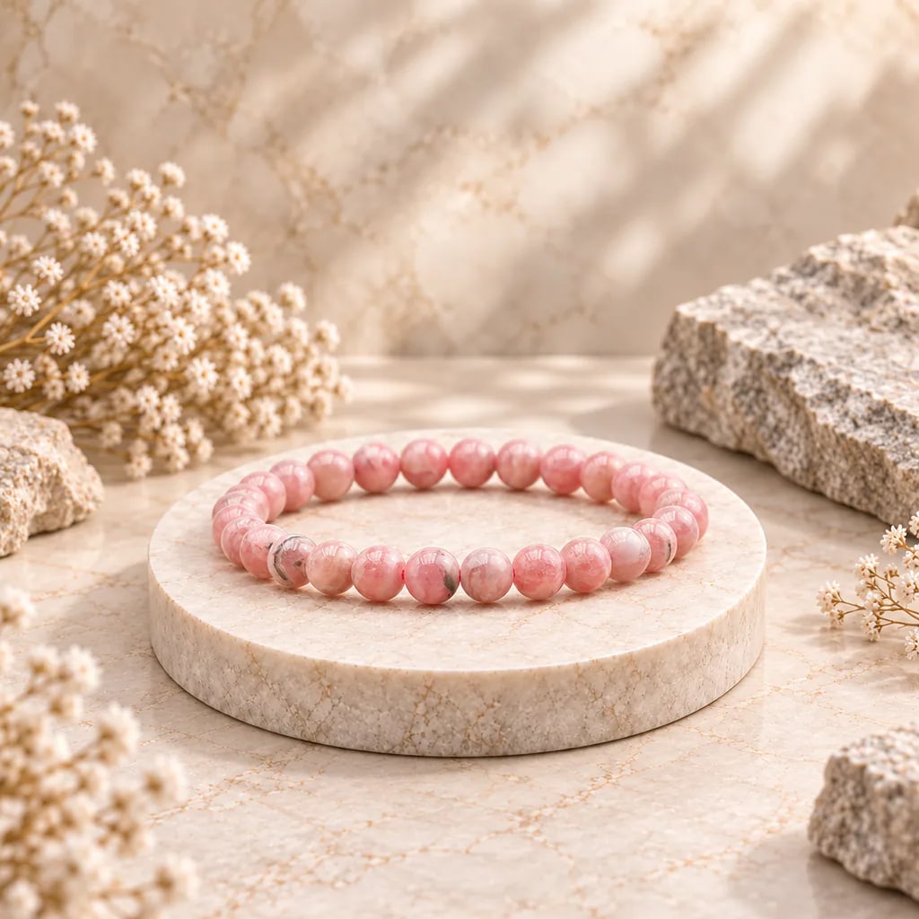 Bracelet à boules en Rhodochrosite · 6 mm · Argentine · Grade A+, vue 1