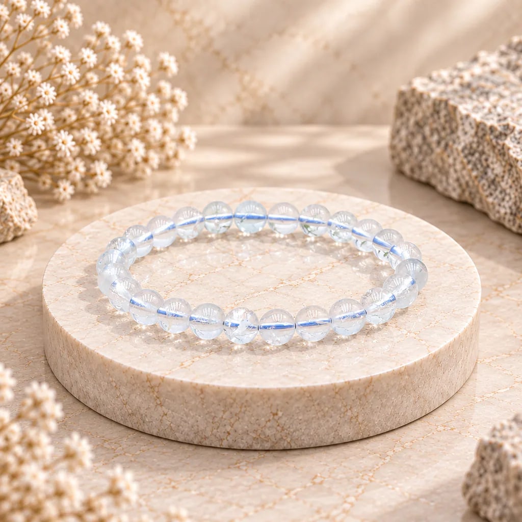 Bracelet à boules en Topaze bleue · 6 mm · Brésil · Grade AA, vue 1