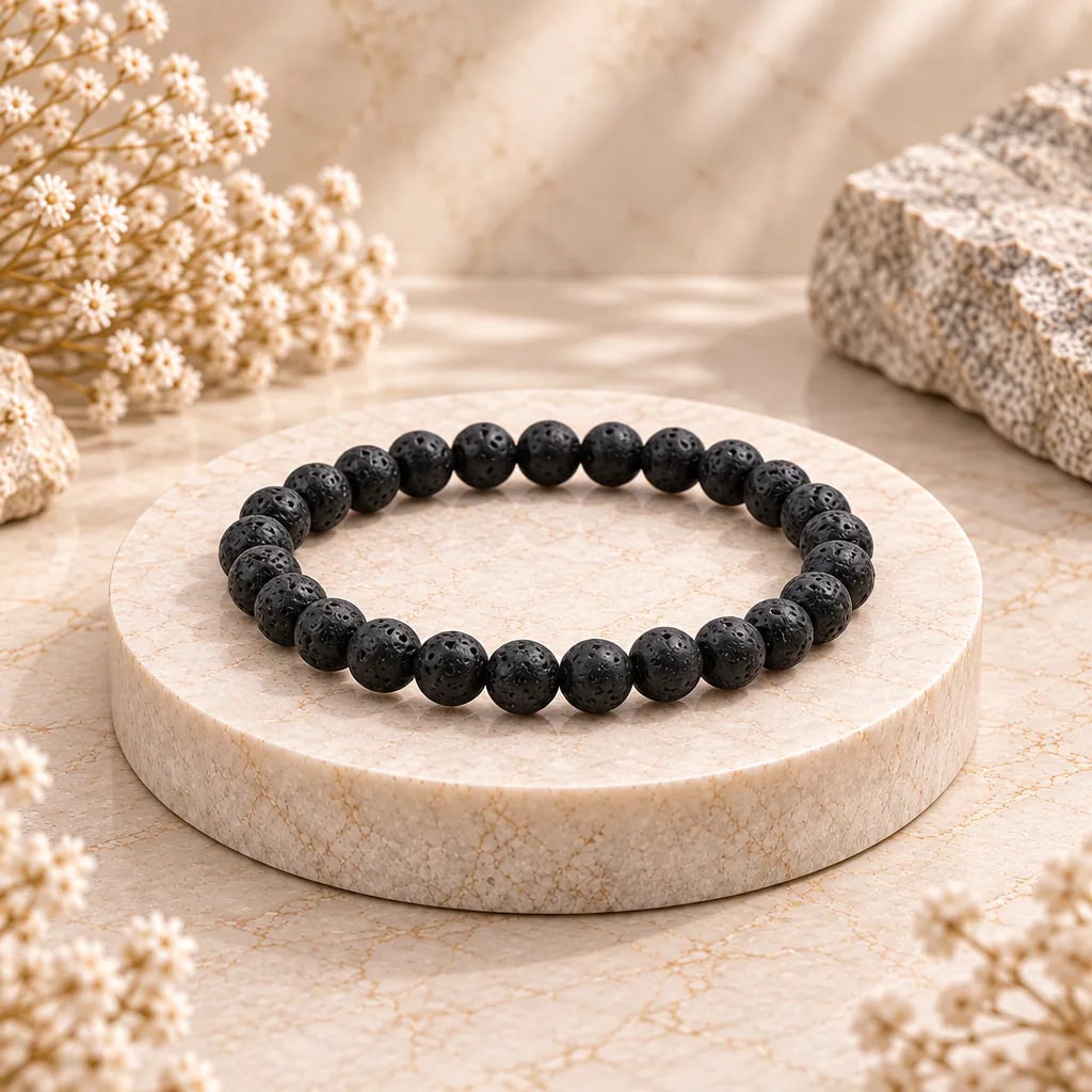 Bracelet à boules en Pierre de lave · 6 mm · Chine · Grade AB, vue 1