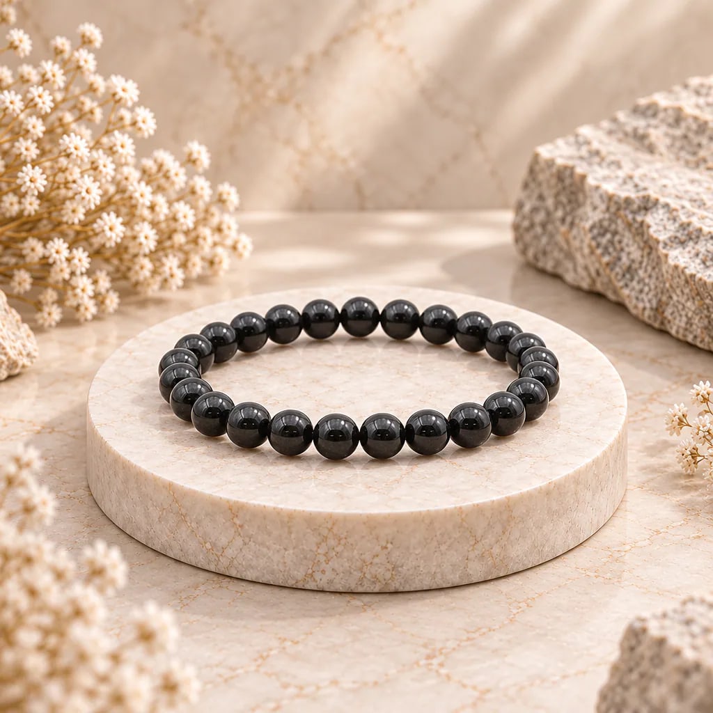 Bracelet à boules en Tourmaline noire · 6 mm · Brésil · Grade A, vue 1