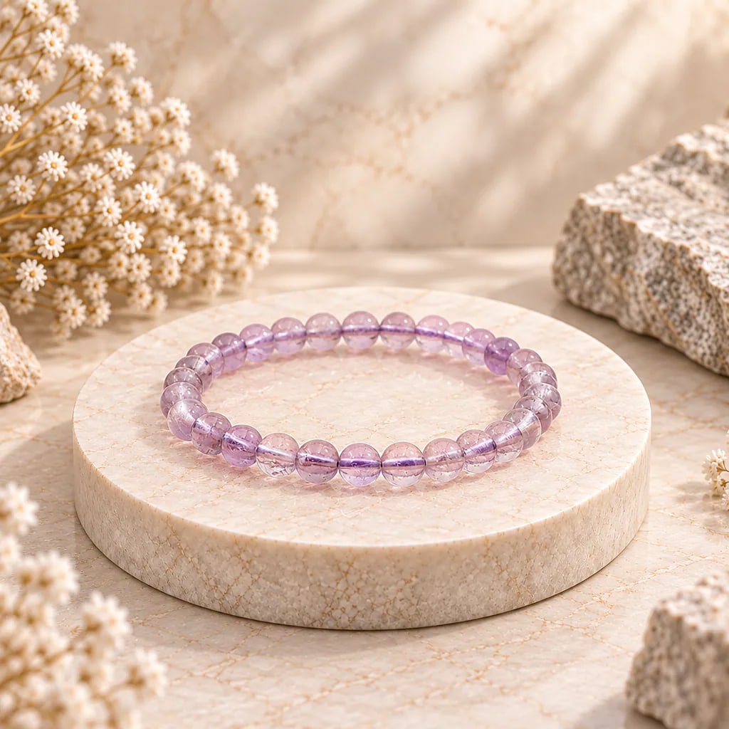 Bracelet à boules en Améthyste claire · 6 mm · Brésil · Grade A+, vue 1