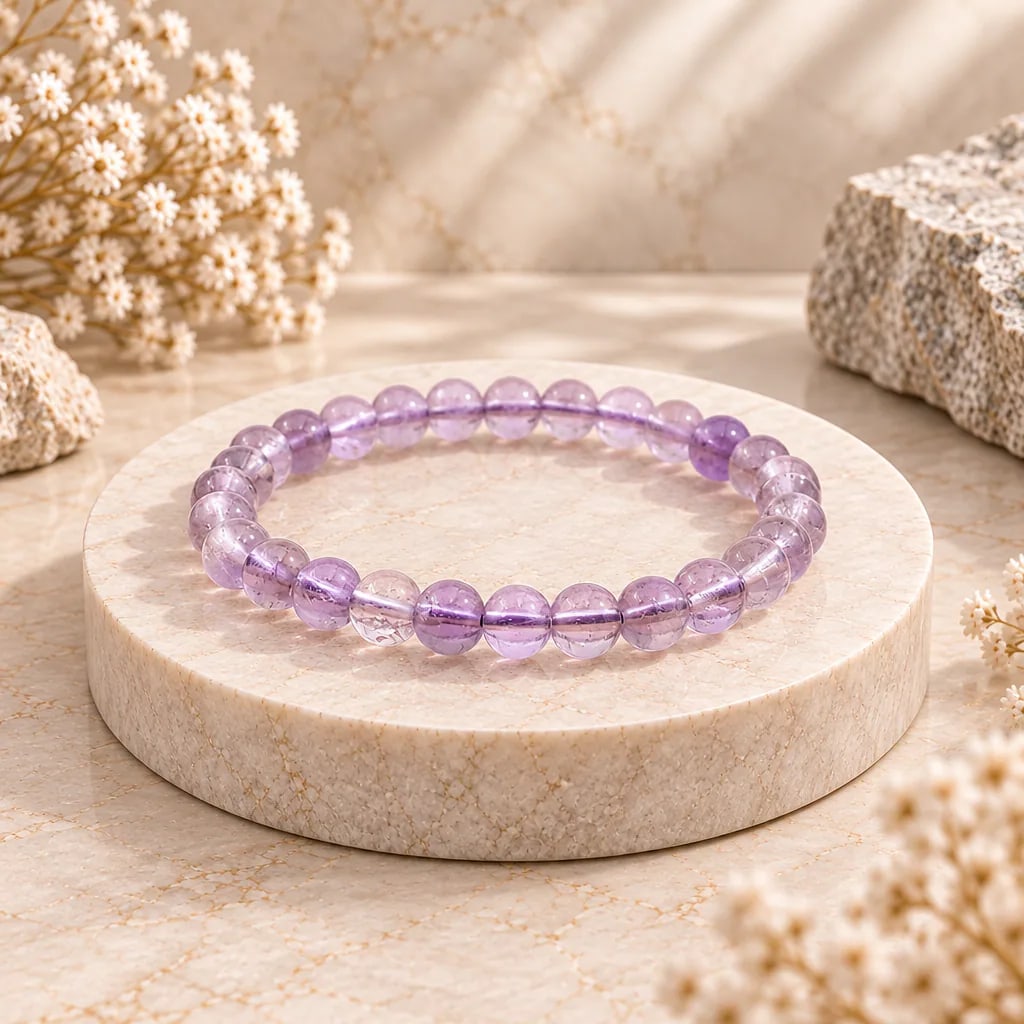 Bracelet à boules en Améthyste claire · 7 mm · Brésil · Grade A+, vue 1