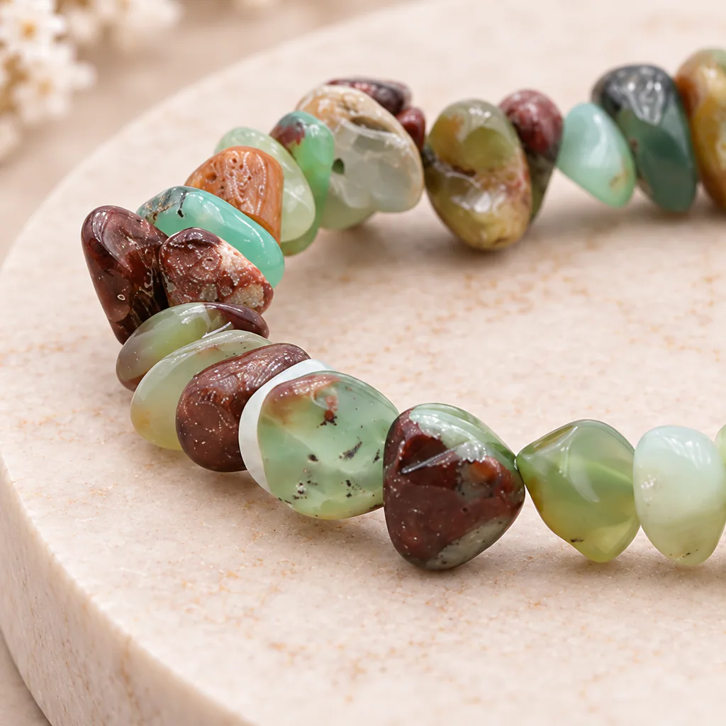 Bracelet baroque en chrysoprase d’Australie · Grade A — vue studio 2