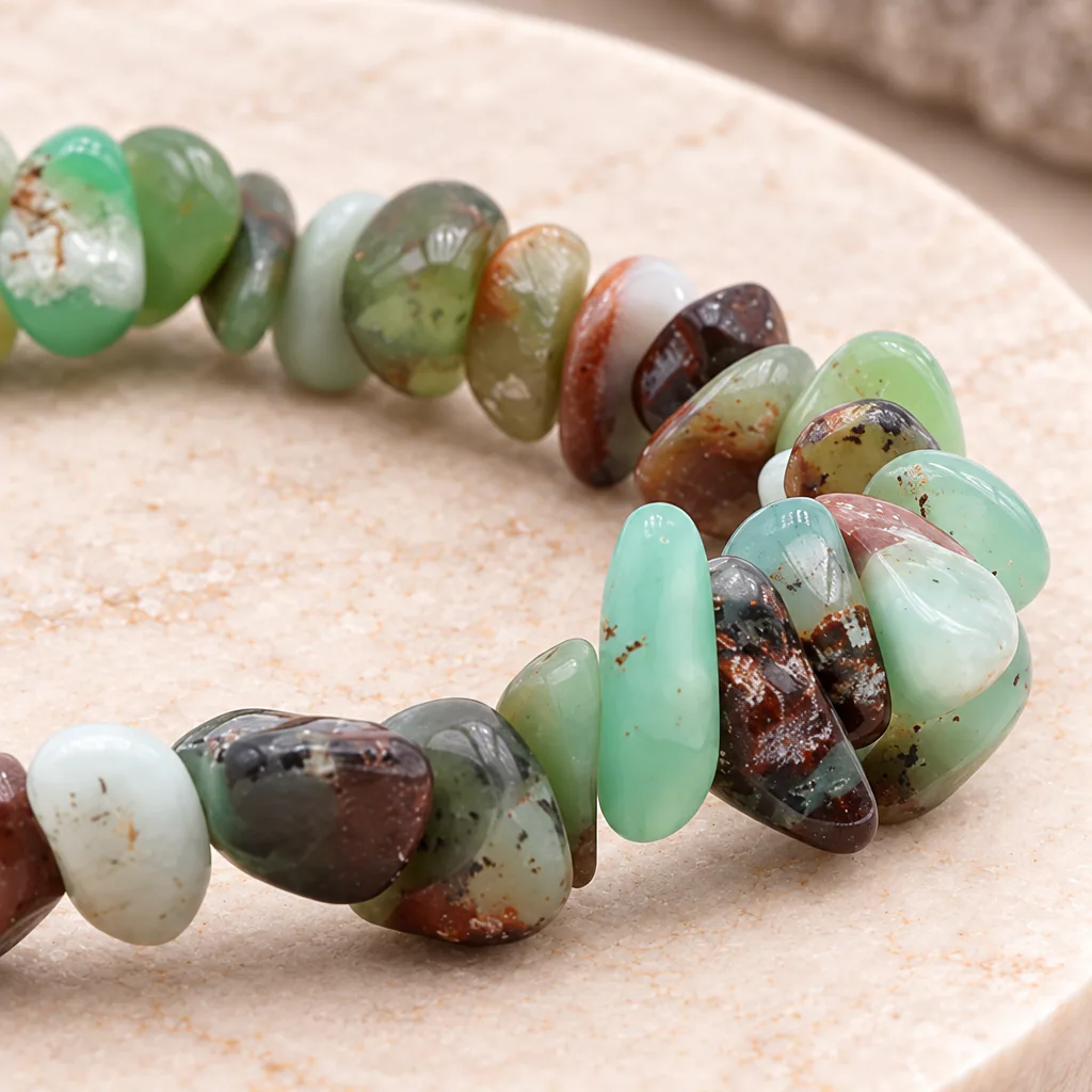 Bracelet baroque en chrysoprase d’Australie · Grade A — vue studio 3