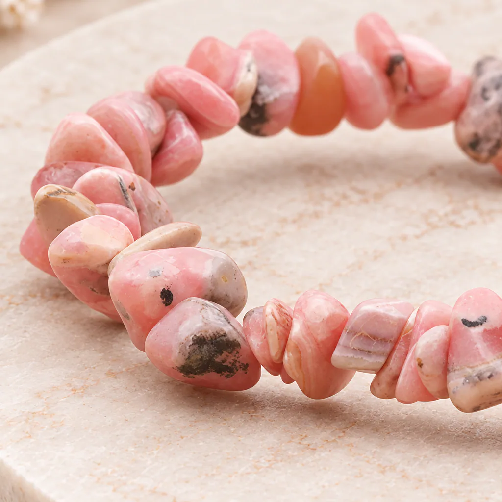 Bracelet baroque en rhodochrosite d’Argentine · Grade A — vue studio 2