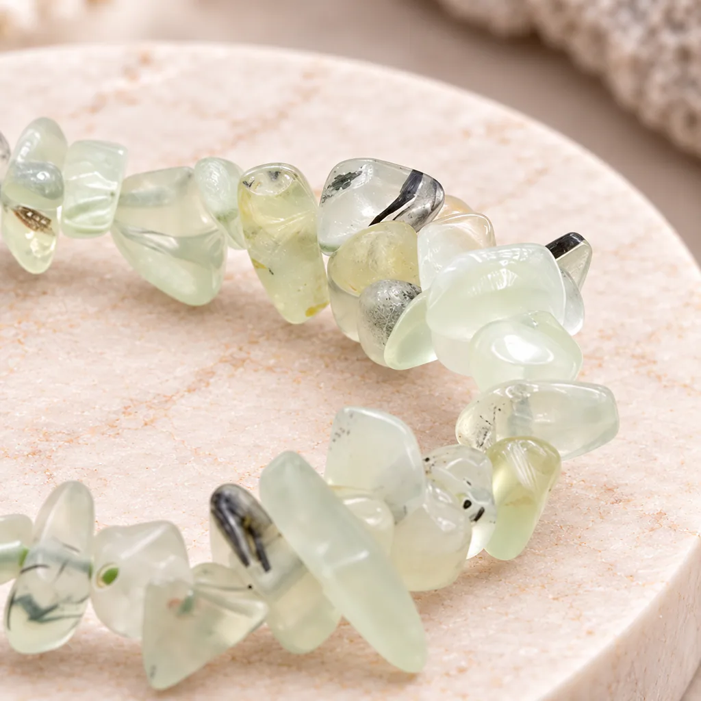 Bracelet baroque en prehnite du Mali · Grade A — vue studio 3