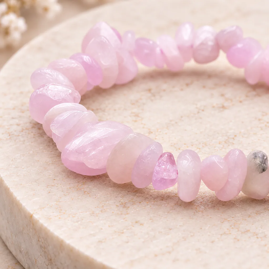 Bracelet baroque en kunzite du Brésil · Grade A+ — vue studio 2