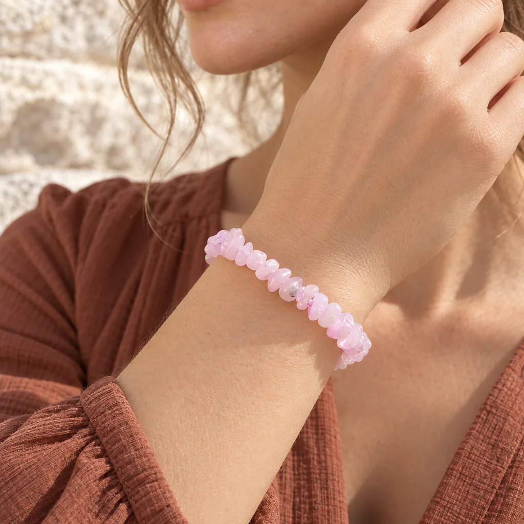 Bracelet baroque en kunzite du Brésil · Grade A+ — vue portée 1