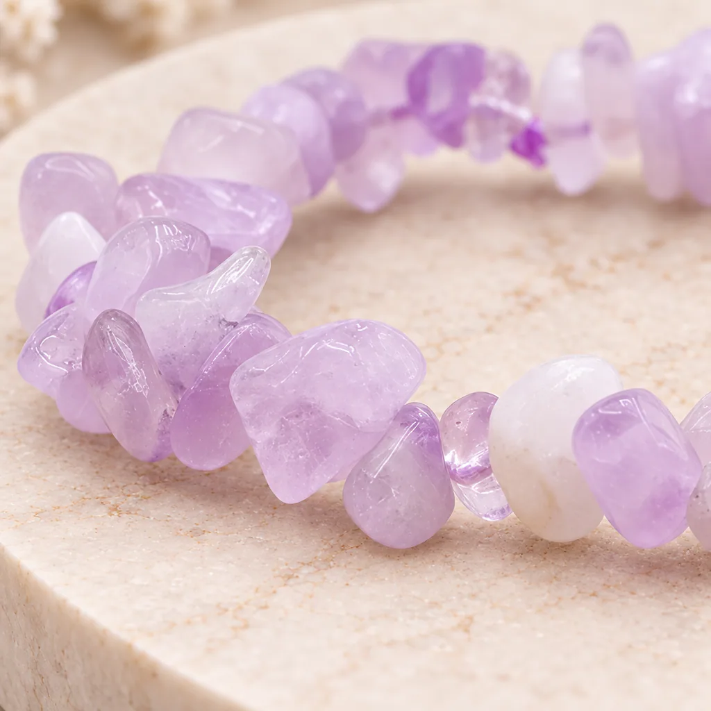 Bracelet baroque en améthyste lavande du Brésil · Grade A — vue studio 2