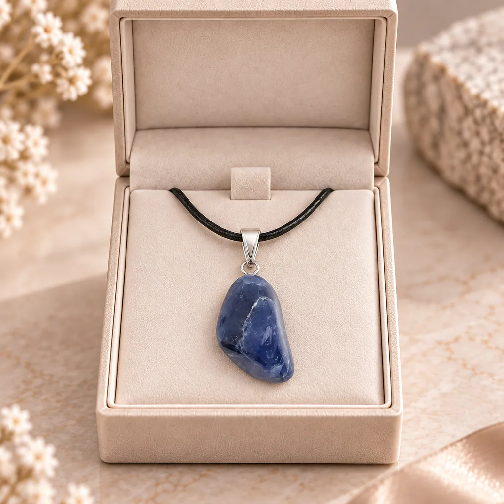 Pendentif pierre roulée en sodalite du Brésil · Grade A — vue studio 2