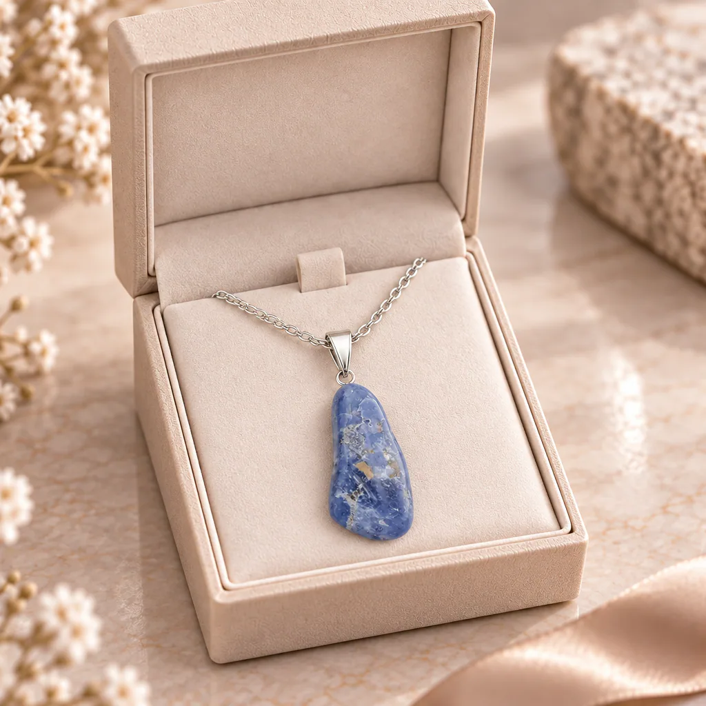 Pendentif pierre roulée en sodalite du Brésil · Grade A — vue studio 3