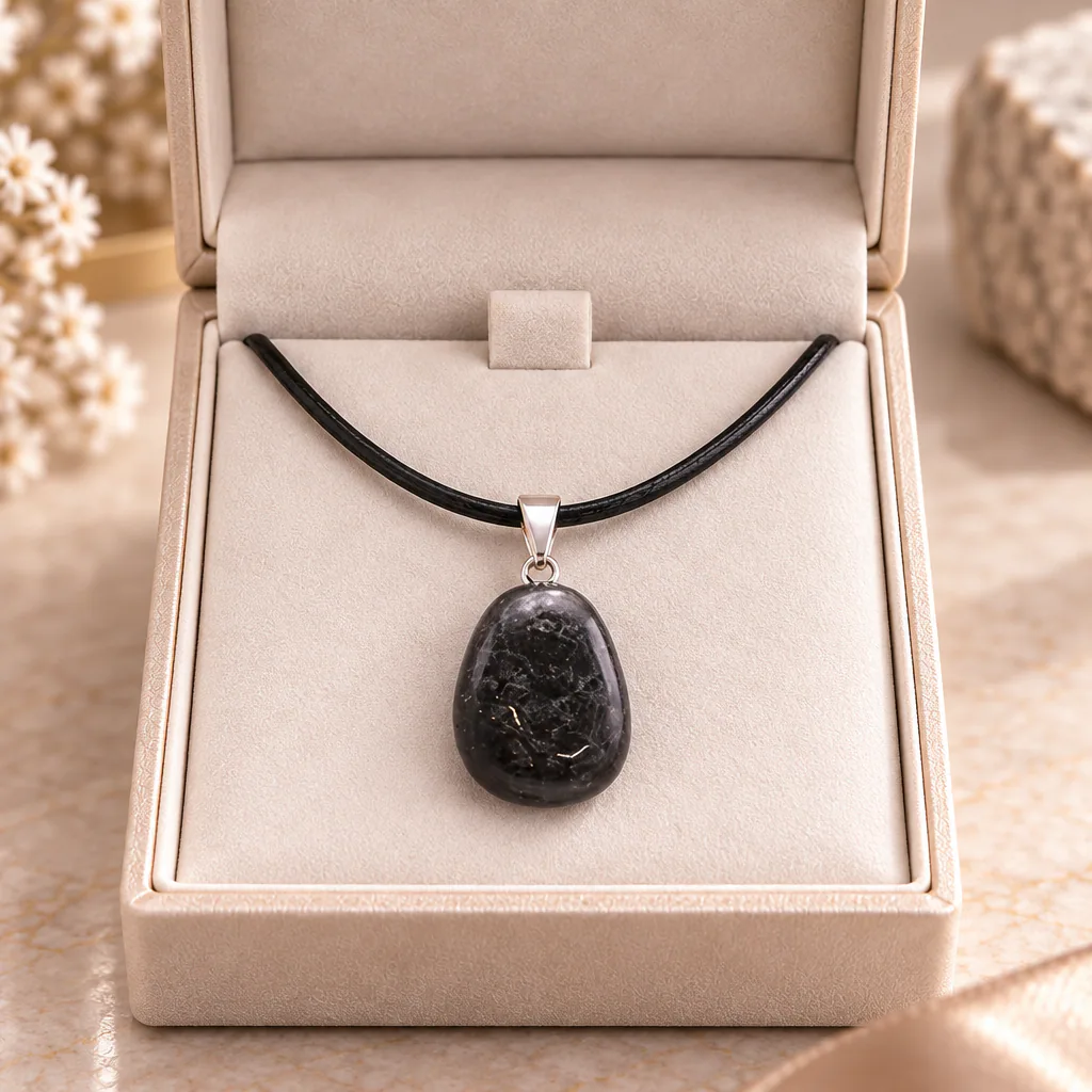 Pendentif pierre roulée de Norvège · Grade A — vue studio 2