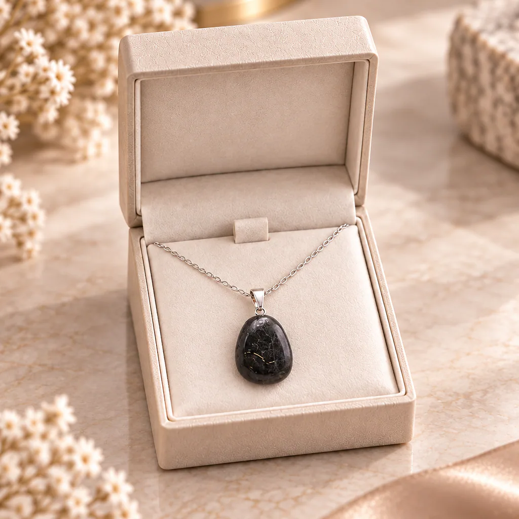 Pendentif pierre roulée de Norvège · Grade A — vue studio 3