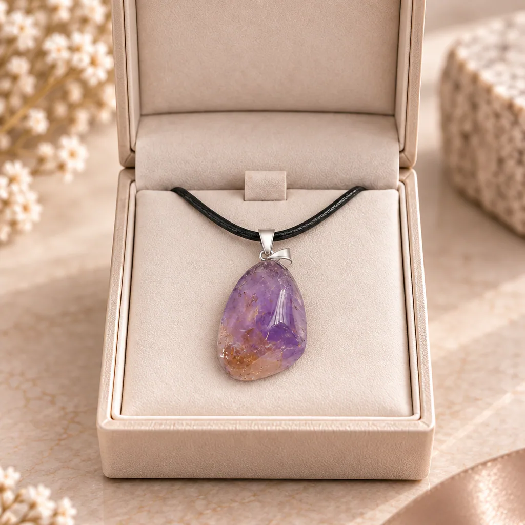 Pendentif pierre roulée en amétrine du Brésil · Grade A+ — vue studio 2