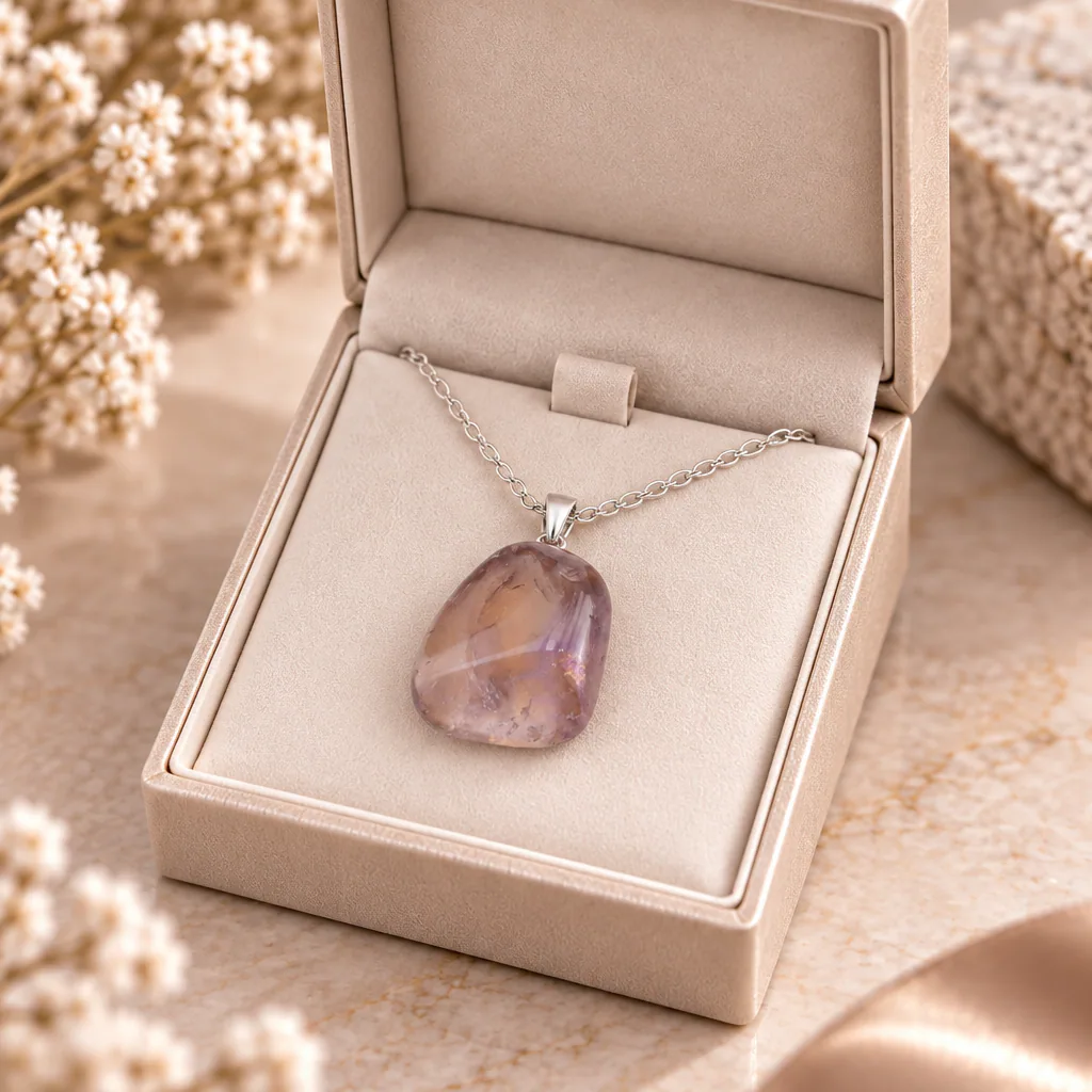 Pendentif pierre roulée en amétrine du Brésil · Grade A+ — vue studio 3