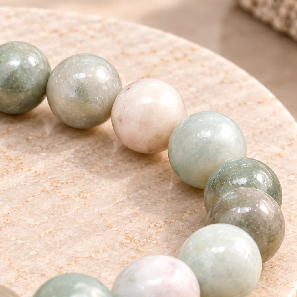 Bracelet à boules en jade hétian de Chine — 8 mm — Grade A — vue studio 3