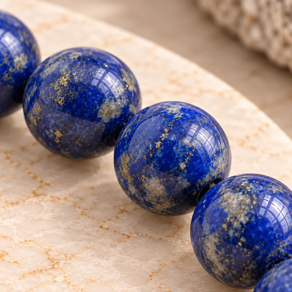 Bracelet à boules en Lapis Lazuli · 4 mm · Afghanistan · Grade AA — vue studio 3