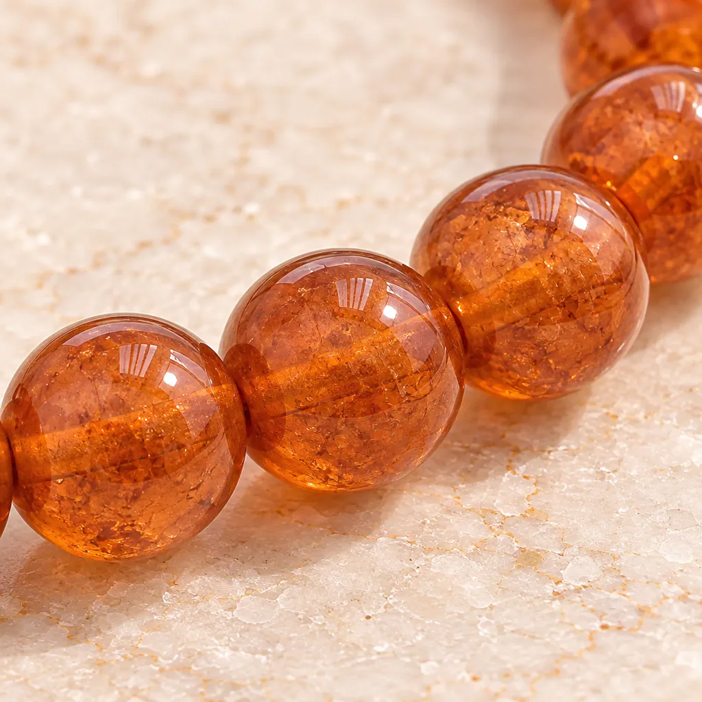 Bracelet à boules en Grenat brun hessonite · 4 mm · États-Unis · Grade AA — vue studio 3