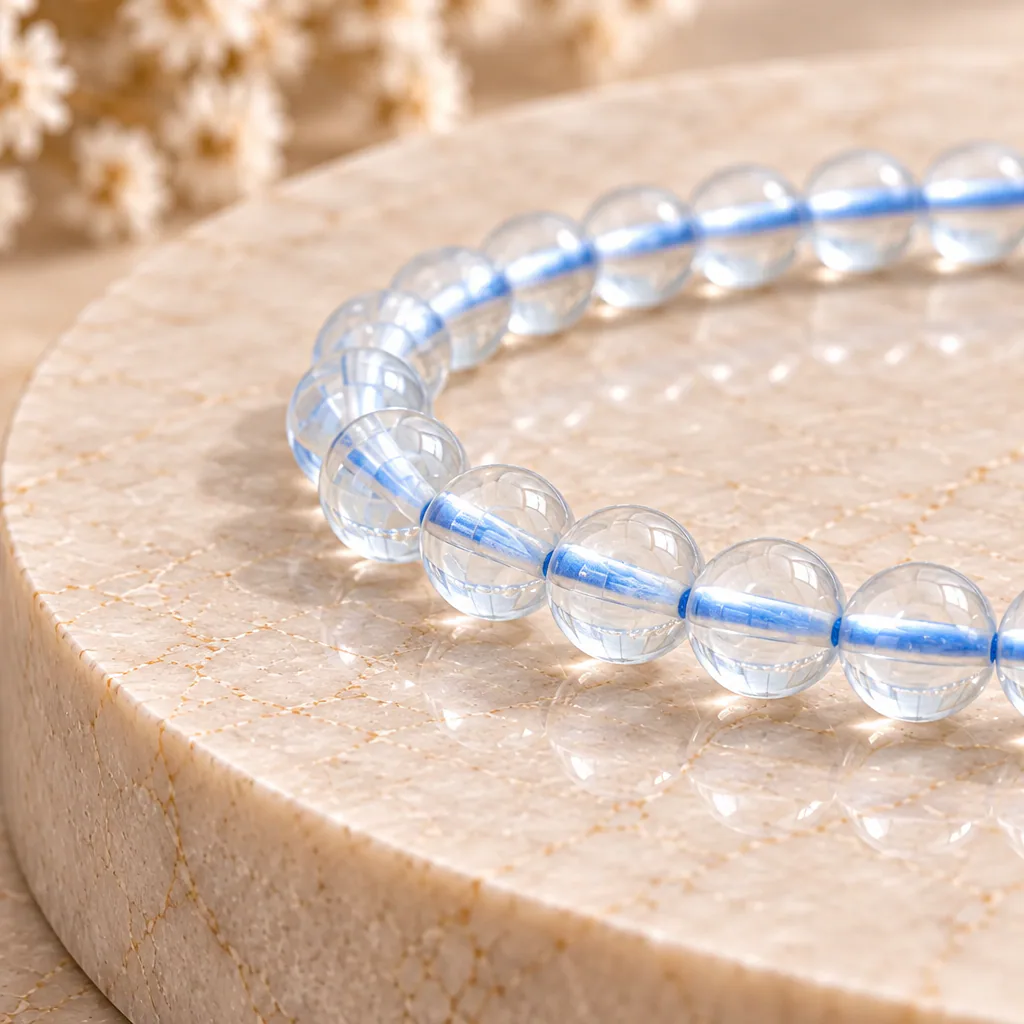 Bracelet à boules en Topaze bleue · 4 mm · Brésil · Grade AA — vue studio 2