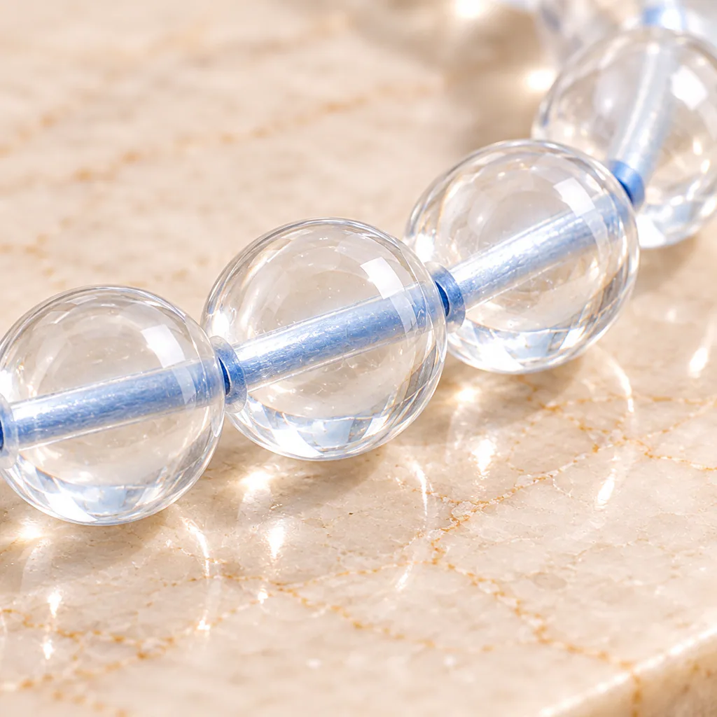 Bracelet à boules en Topaze bleue · 4 mm · Brésil · Grade AA — vue studio 3
