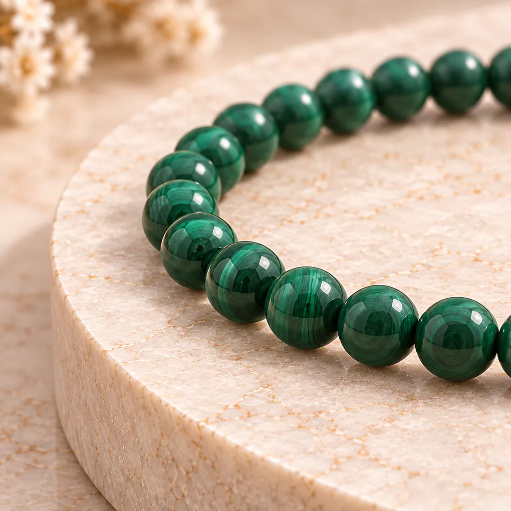 Bracelet à boules en Malachite · 4 mm · Congo-Kinshasa · Grade A — vue studio 2