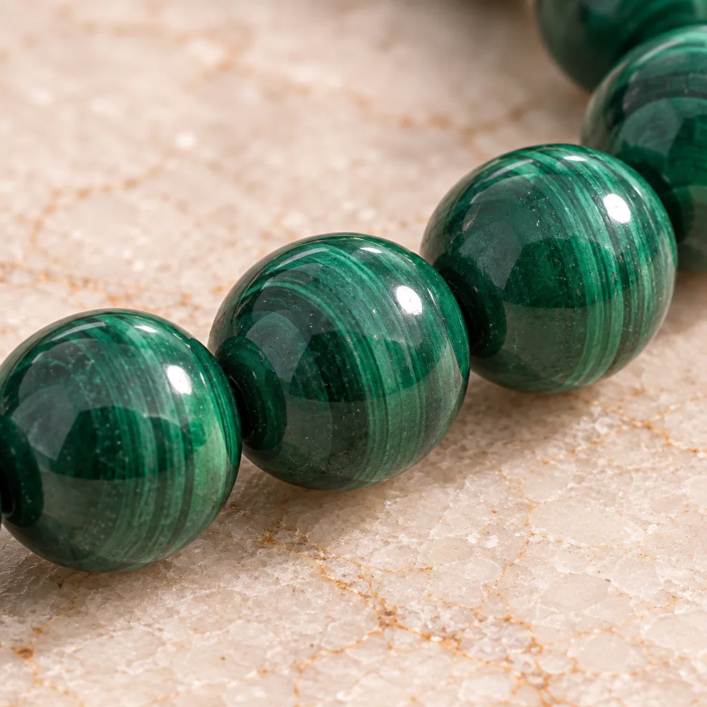 Bracelet à boules en Malachite · 4 mm · Congo-Kinshasa · Grade A — vue studio 3