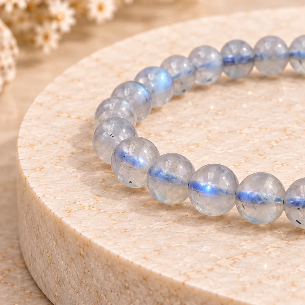 Bracelet à boules en Labradorite · 4 mm · Madagascar · Grade AAA — vue studio 2