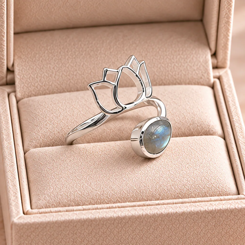 Bague lotus · Madagascar · Grade AA — vue studio 2