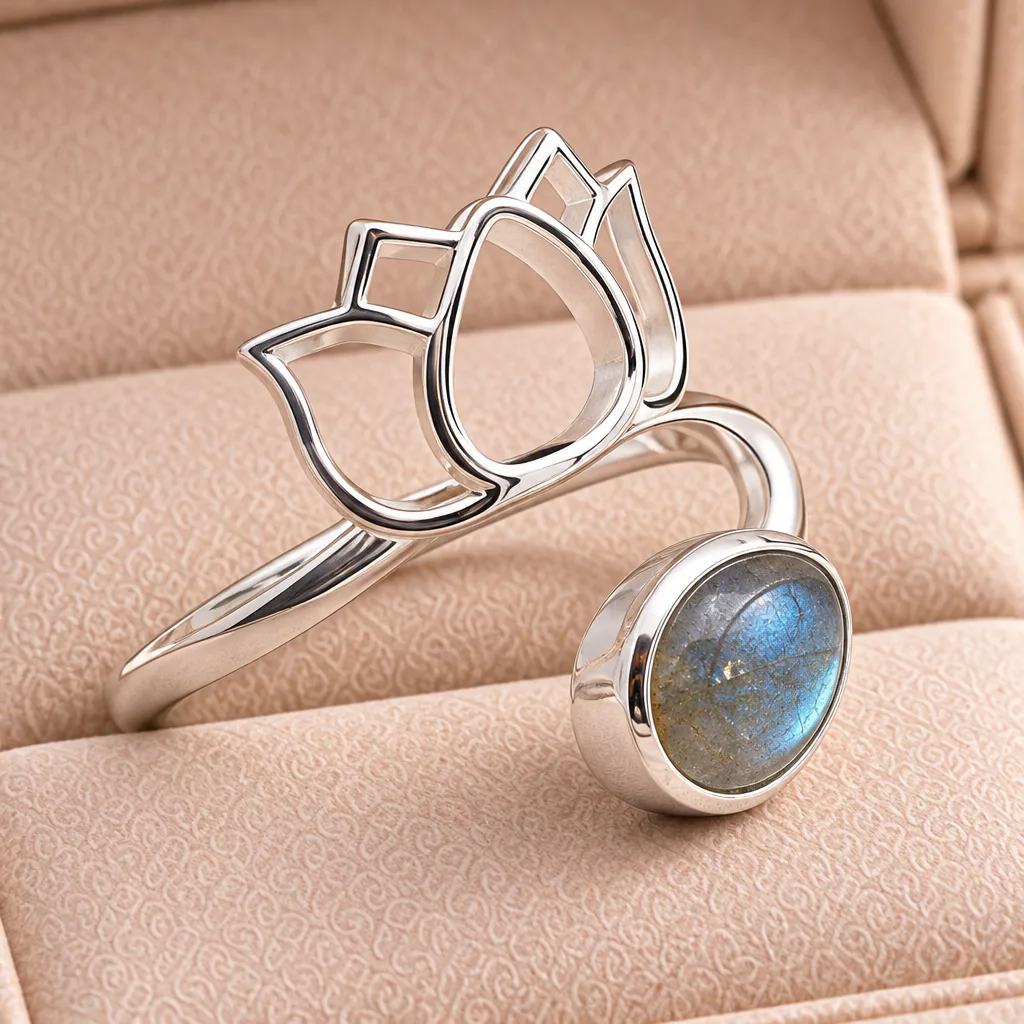 Bague lotus · Madagascar · Grade AA — vue studio 3