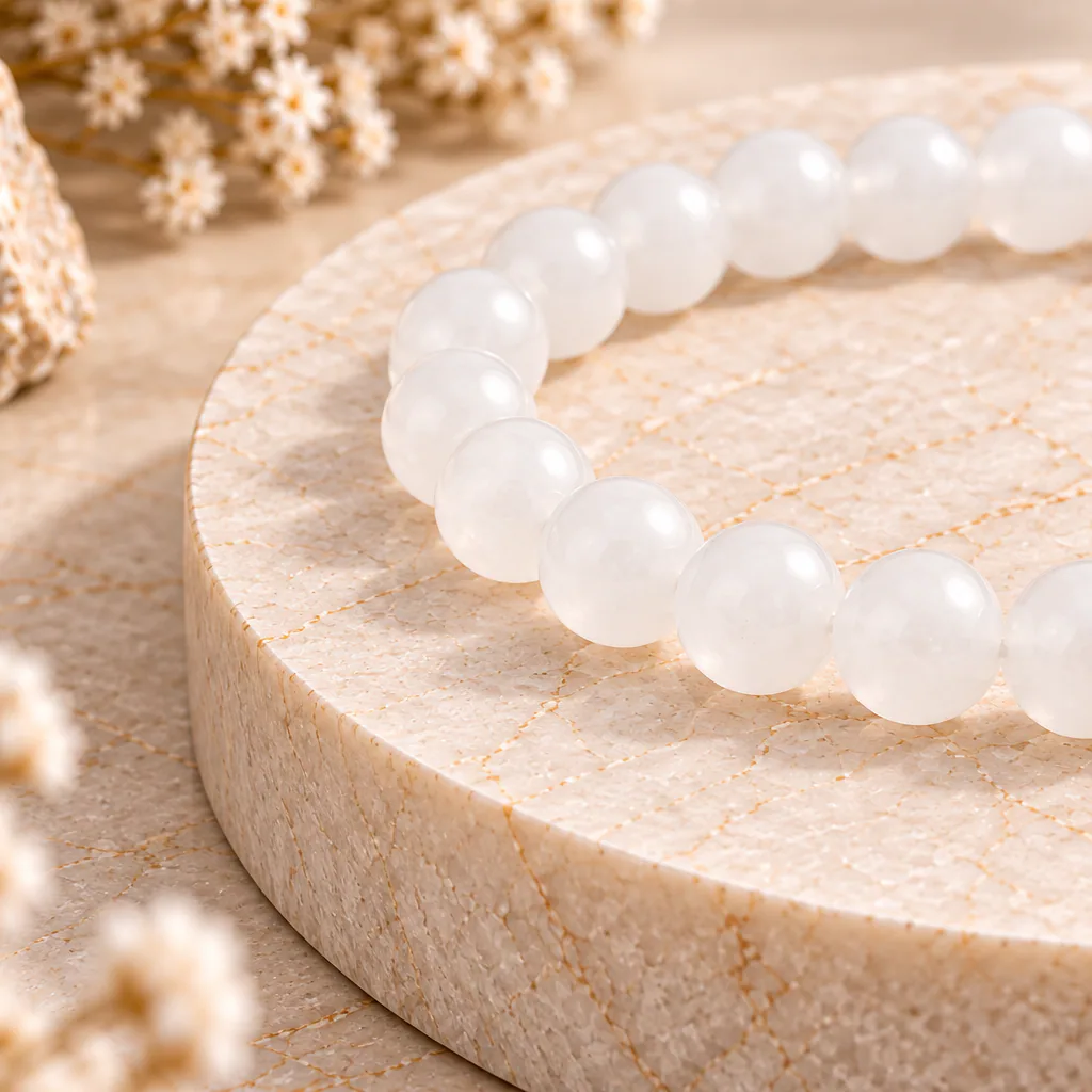 Bracelet à boules en Péristérite · 6 mm · Inde · Grade AA — vue studio 2
