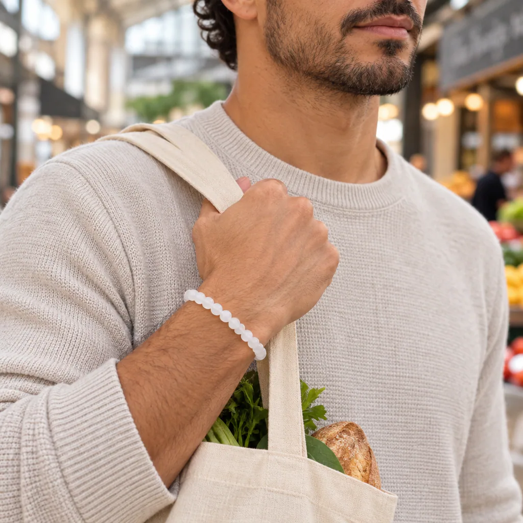 Bracelet à boules en Péristérite · 6 mm · Inde · Grade AA — vue portée 2