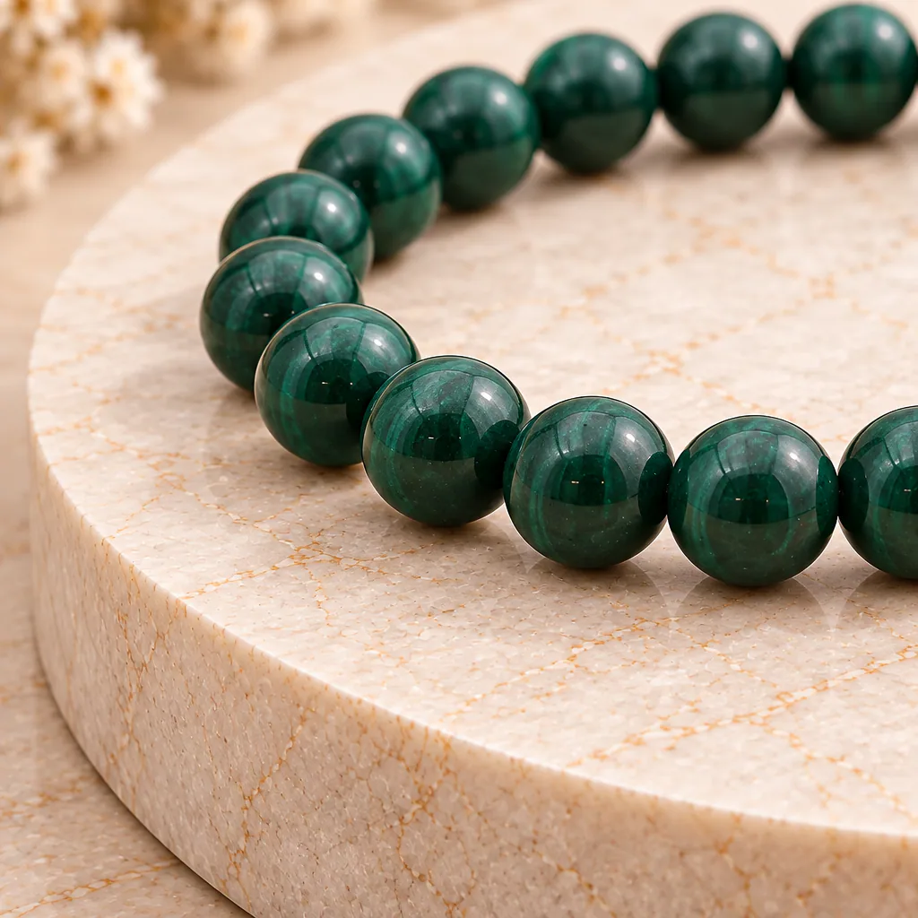 Bracelet à boules en Malachite · 6 mm · Congo-Kinshasa · Grade A — vue studio 2