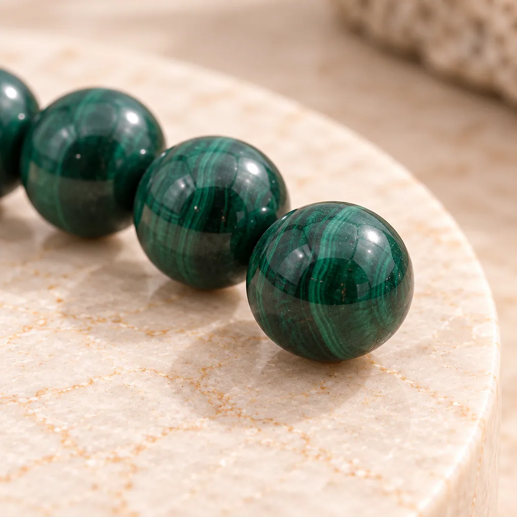 Bracelet à boules en Malachite · 6 mm · Congo-Kinshasa · Grade A — vue studio 3