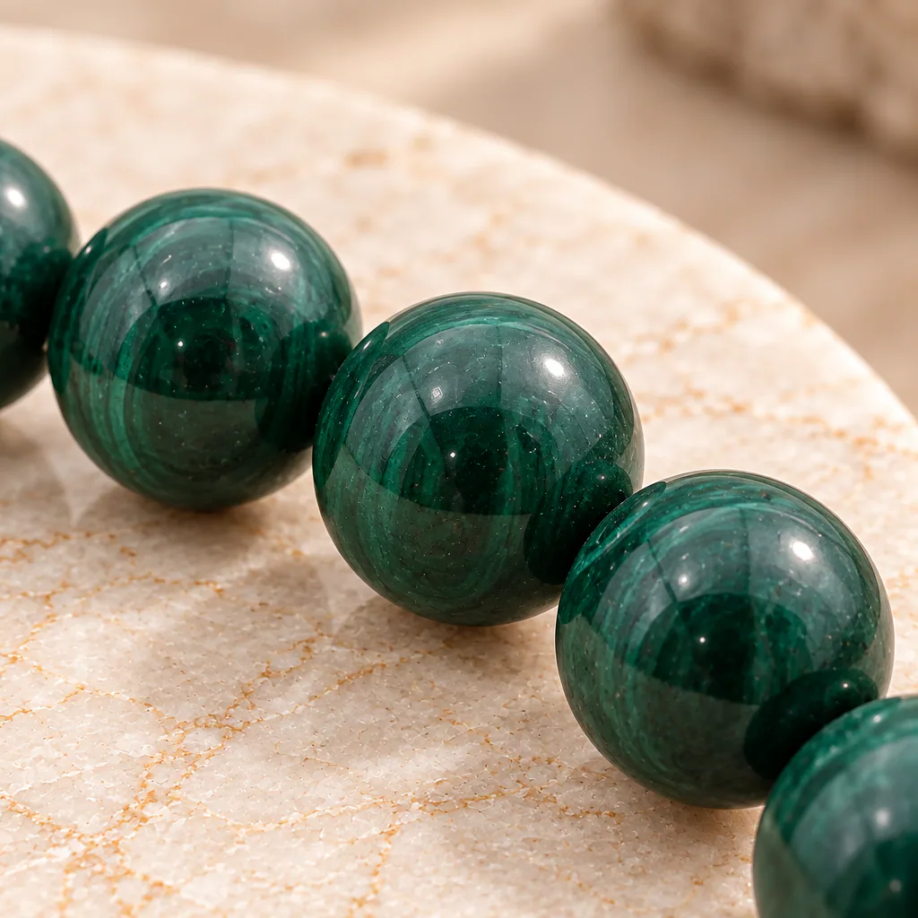 Bracelet à boules en Malachite · 6 mm · Congo-Kinshasa · Grade A — vue studio 3