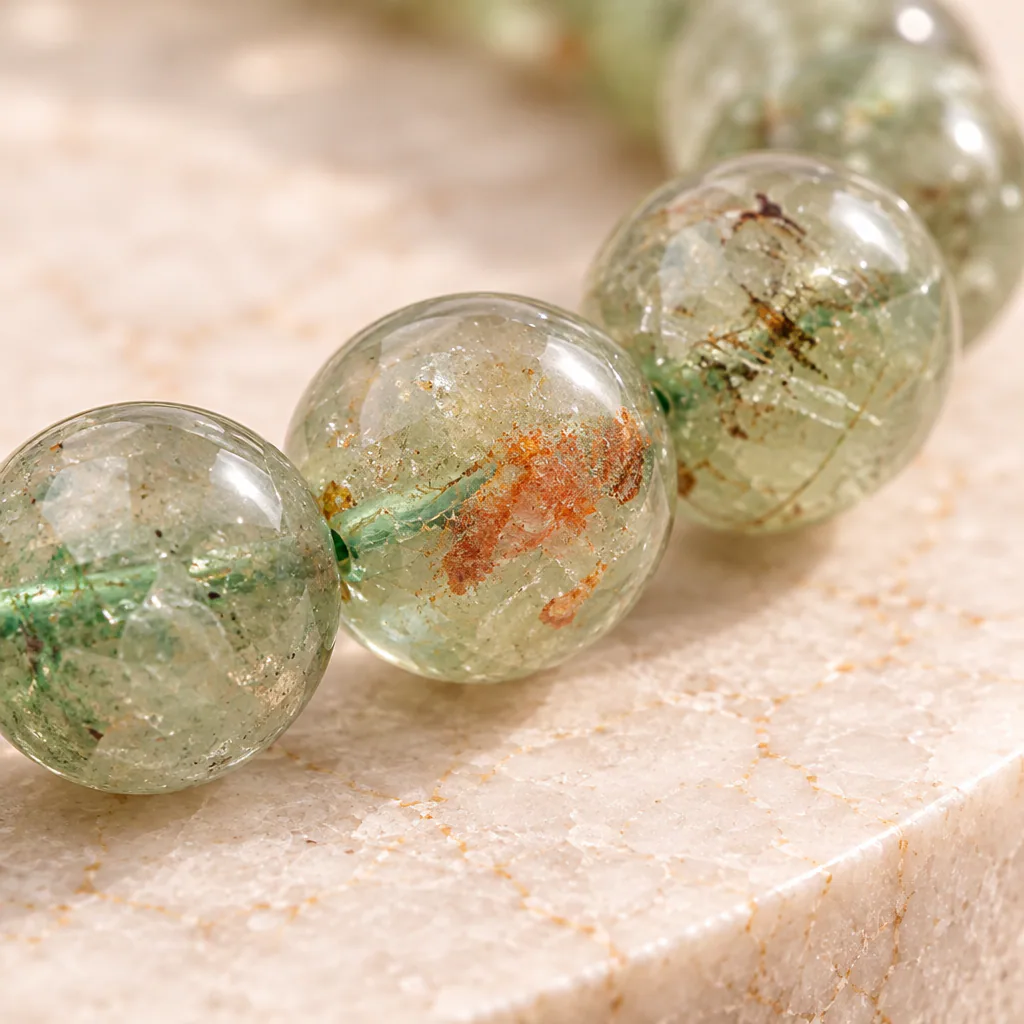Bracelet à boules en Apatite verte · 6 mm · Madagascar · Grade A — vue studio 3