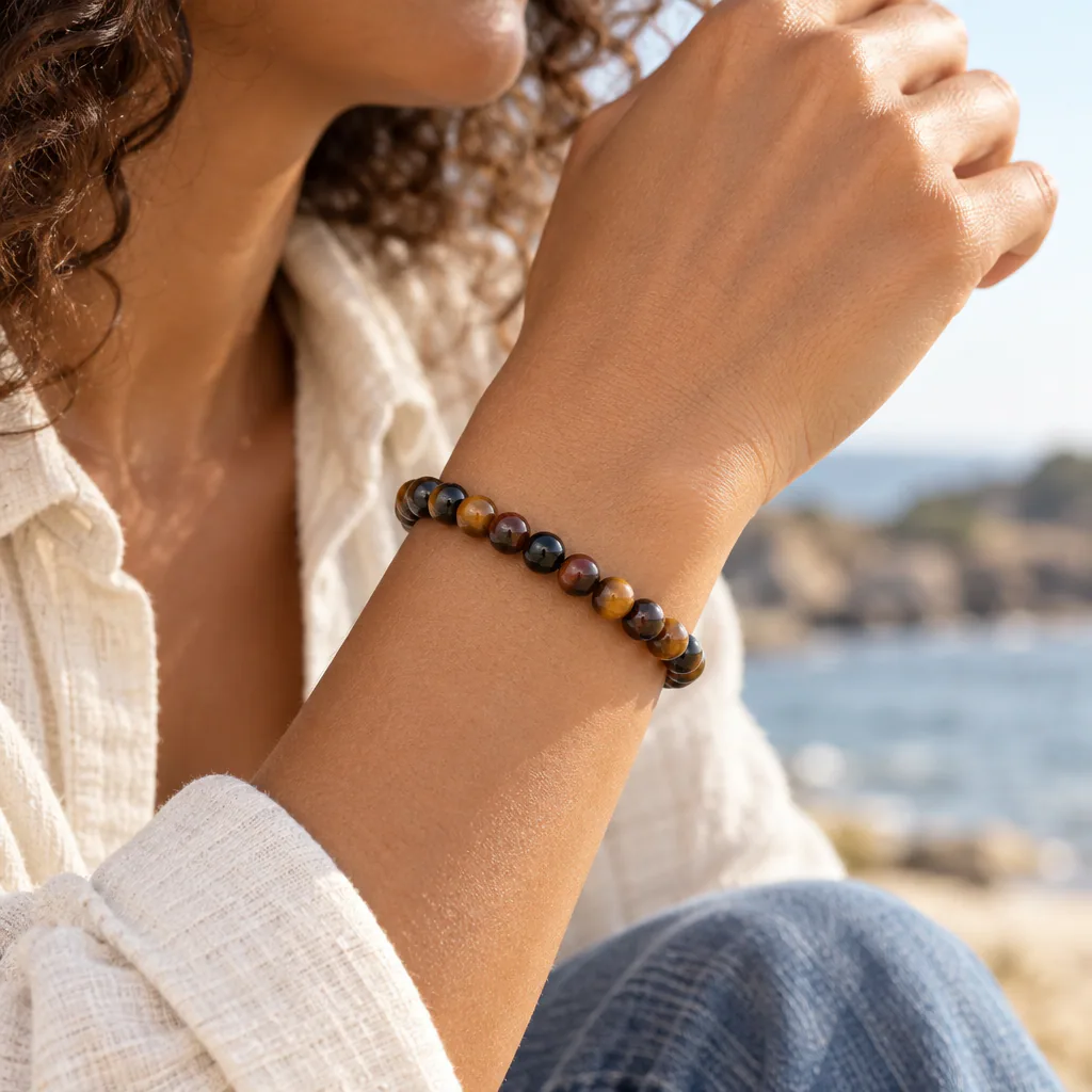 Bracelet à boules en Oeil multiple · 6 mm · Afrique du Sud · Grade A+ — vue portée 1