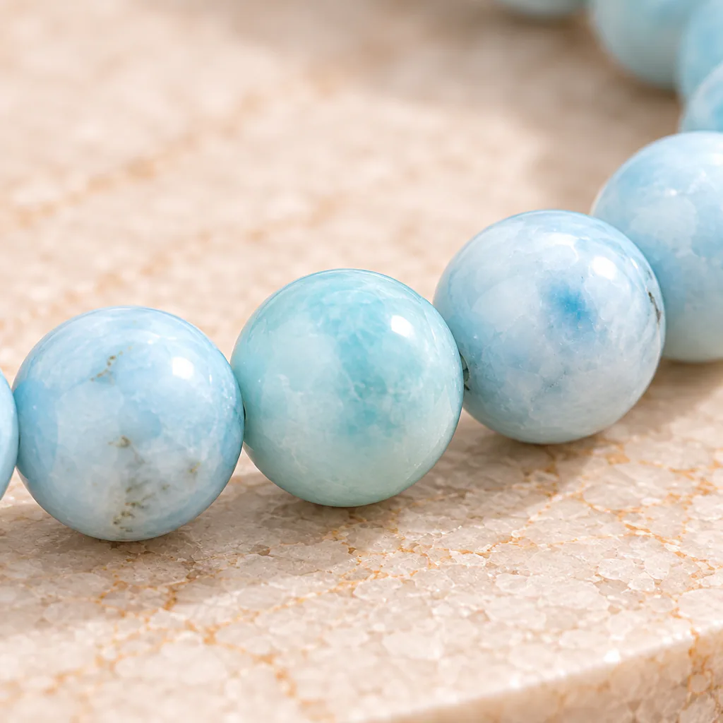 Bracelet à boules en Larimar · 6 mm · République dominicaine · Grade AA — vue studio 3