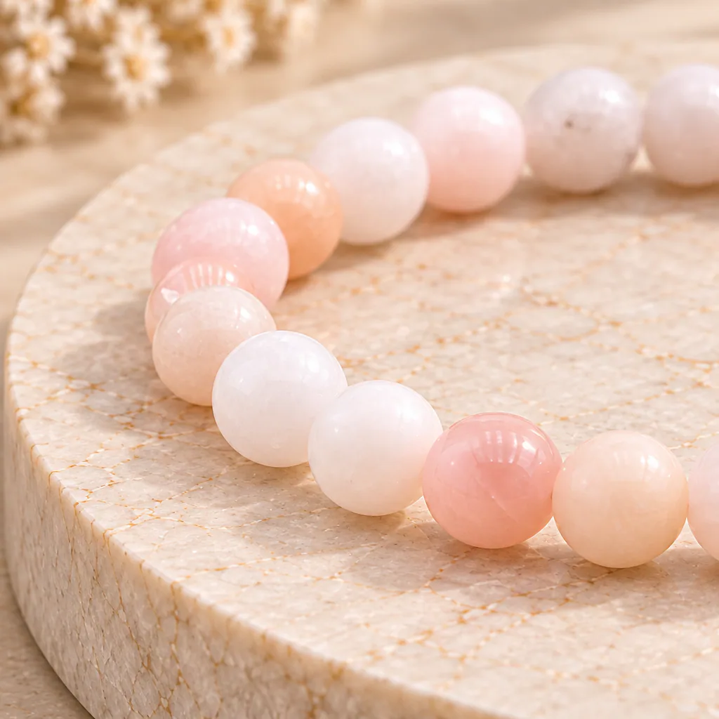 Bracelet à boules en Opale Rose · 6 mm · Pérou · Grade A+ — vue studio 2