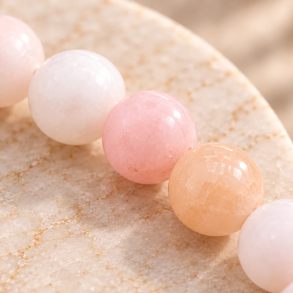 Bracelet à boules en Opale Rose · 6 mm · Pérou · Grade A+ — vue studio 3