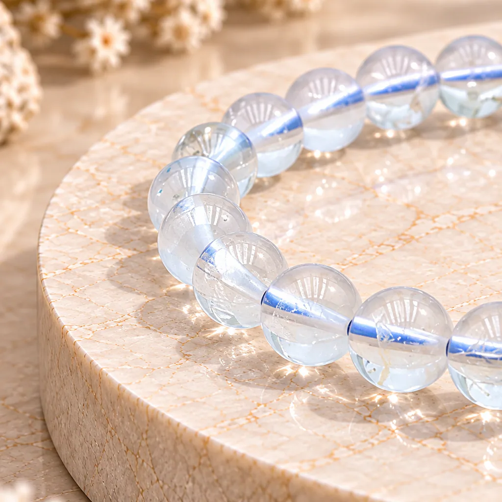 Bracelet à boules en Topaze bleue · 6 mm · Brésil · Grade AA — vue studio 2