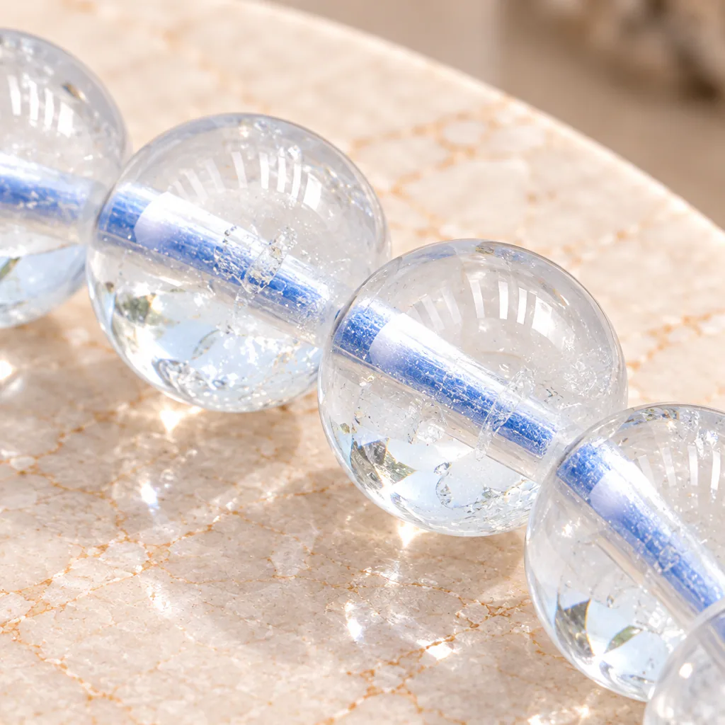 Bracelet à boules en Topaze bleue · 6 mm · Brésil · Grade AA — vue studio 3