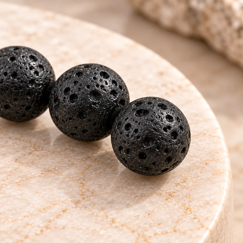 Bracelet à boules en Pierre de lave · 6 mm · Chine · Grade AB — vue studio 3